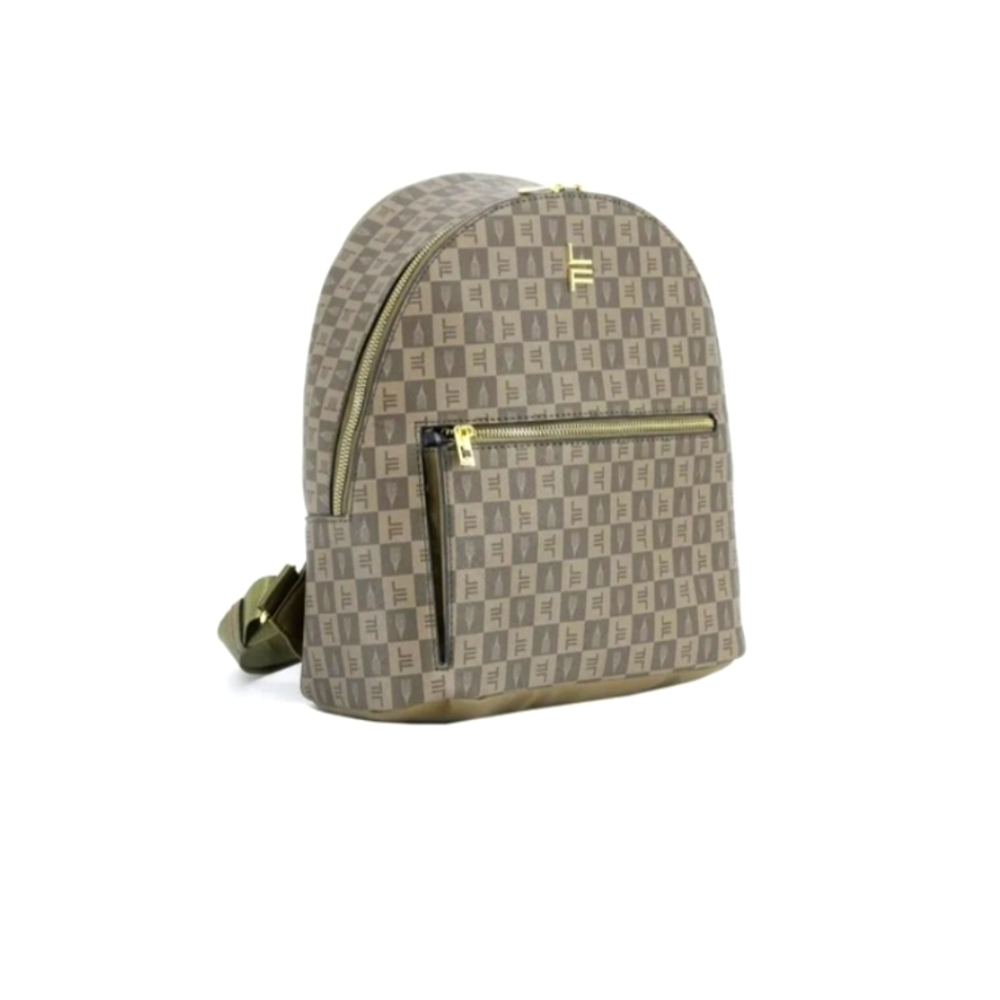 London Fog Raven Tower Signature Print Backpack 12" Olive BNWT $98 FINAL $$